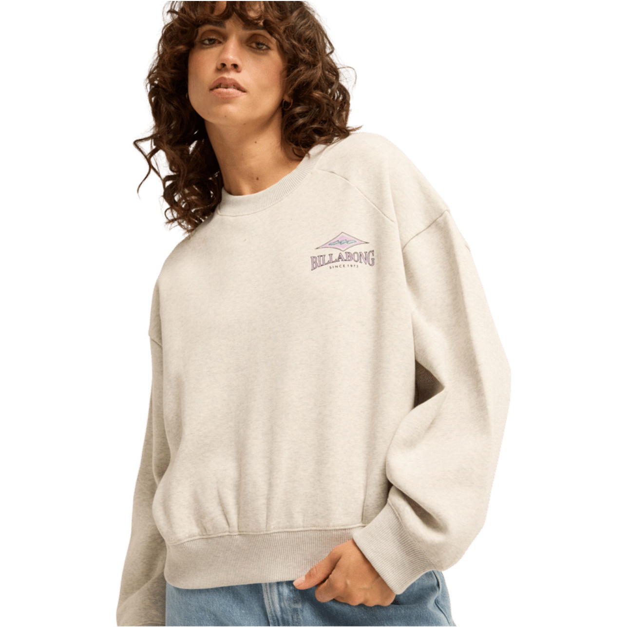 2026 Billabong Womens Heritage Crew Sweatshirt EBJSF00203 - Grey Heather